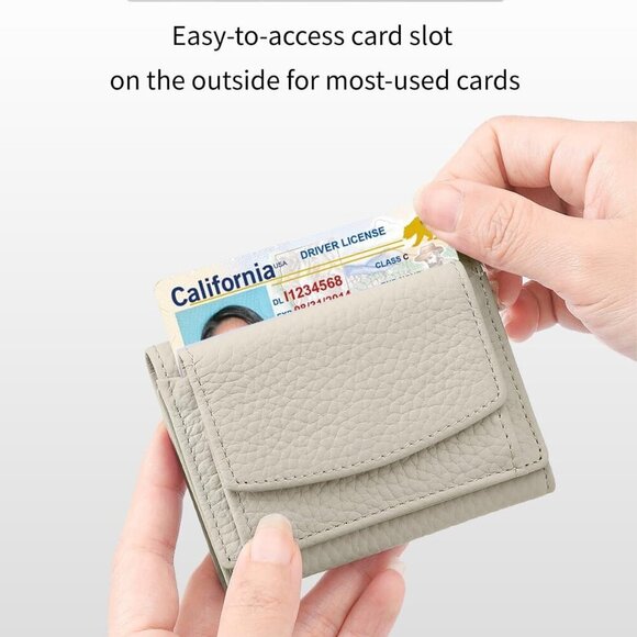 Women's Leather RFID Wallet Compact Minimalist Coin Card Holder for Daily Use - Picture 5 of 6